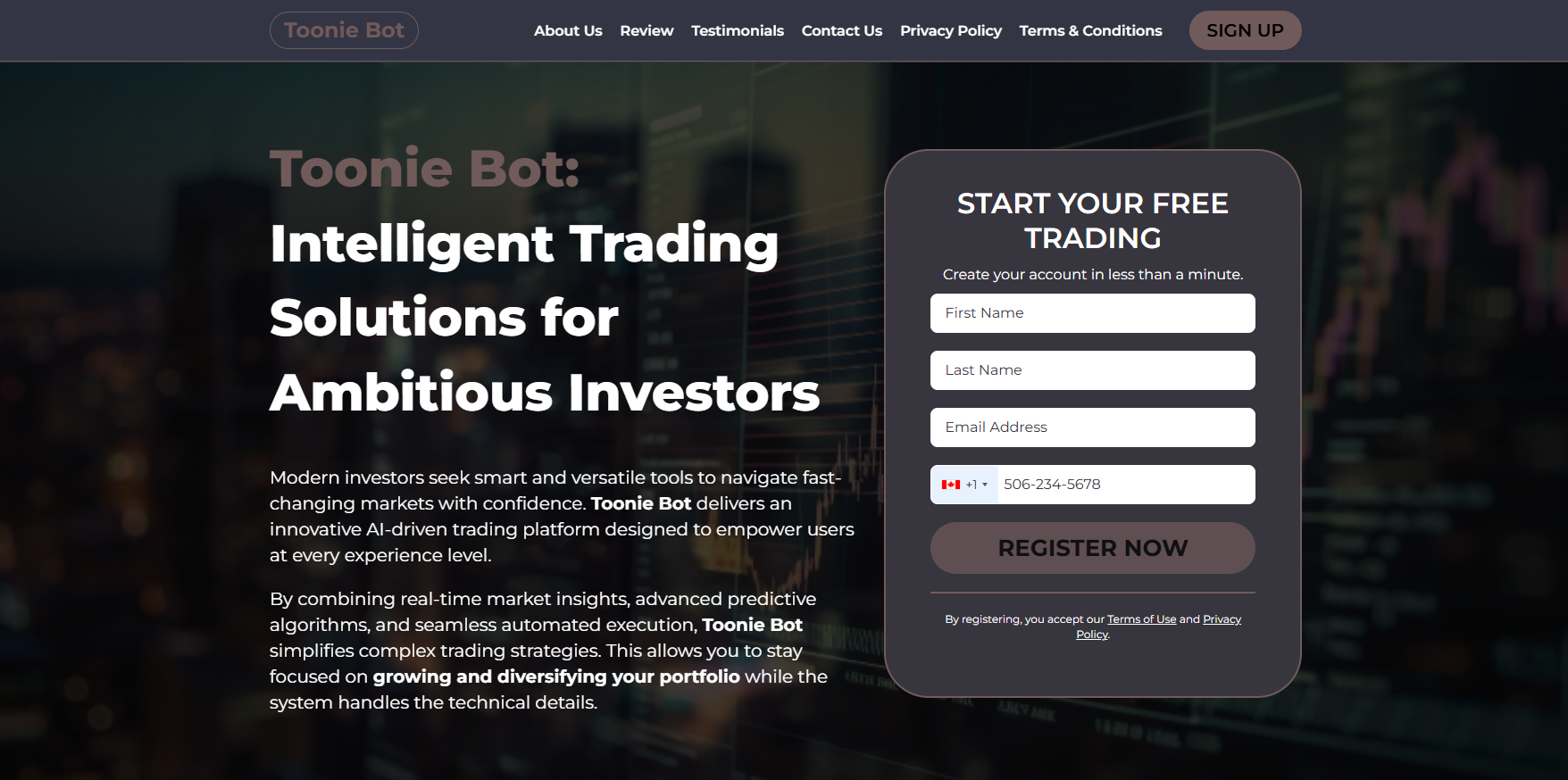 Toonie Bot interface screenshot